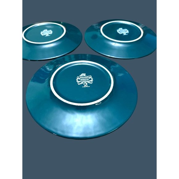 Pagnossin Treviso Ironstone Dark Green & Maroon 4 Pasta Bowls & 3 Salad Plates - Picture 6 of 13